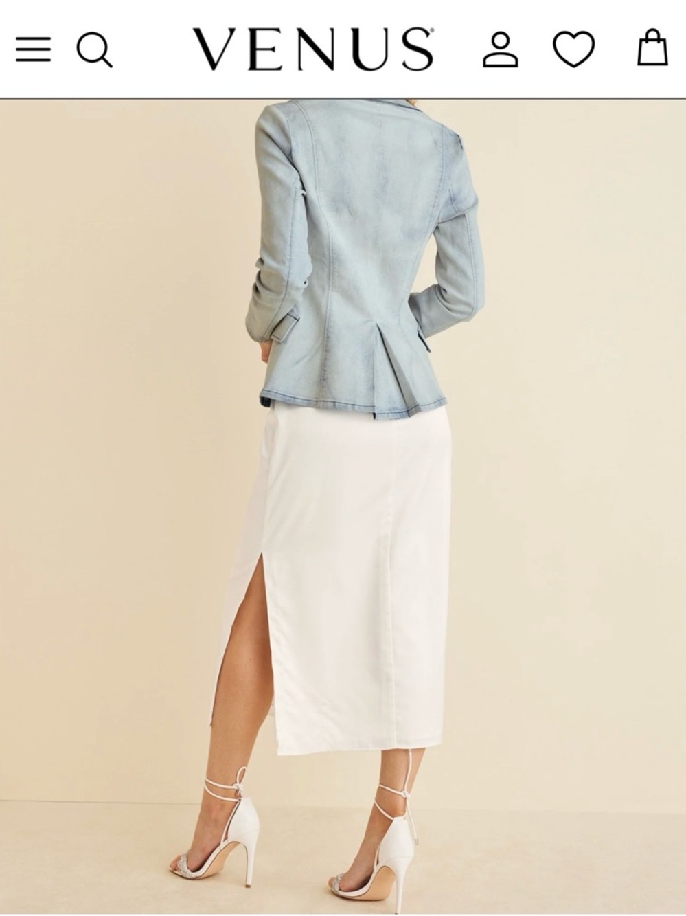 VENUS Light Blue Denim Blazer Jacket - Picture 4 of 5